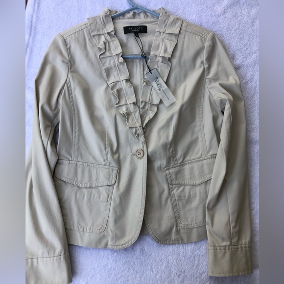 NWT Talbots Tan Jacket w/ Ruffle Details, Size 2 - Picture 3 of 7